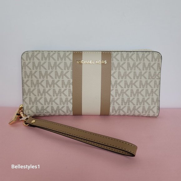 MICHAEL KORS Jet Set Travel Continental Signature Logo Colorblock Stripe Wallet - Picture 6 of 16